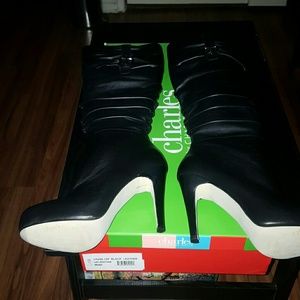 Charles Daivd Black Leather High Boot